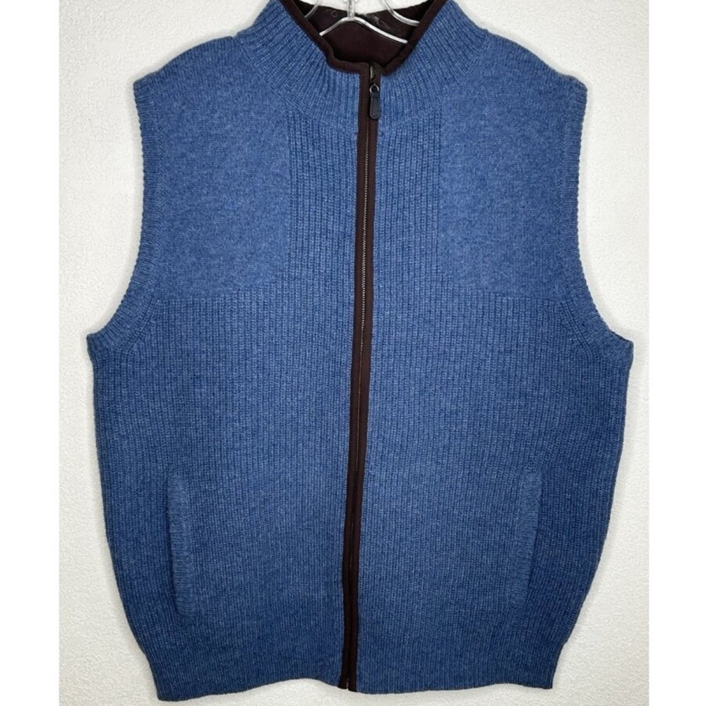 LL Bean Mens 100% Merino Lambswool Blue Waterfowl Vest Jacket Size 3XL Hunting
